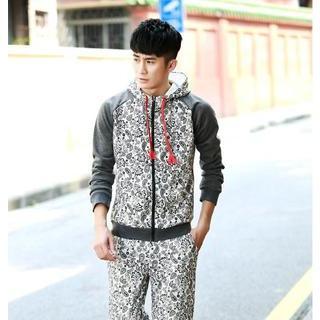 Set: Paisley Print Hood Jacket + Sweatpants