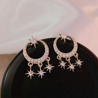 Rhinestone Star Dangle Earring 1 Pair - Retro Star Earring - One Size