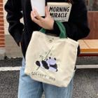 Cartoon Embroidered Corduroy Lunch Bag