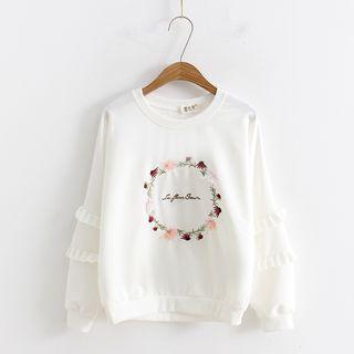 Frill-trim Floral Hoop Sweatshirt