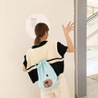 Bear-printed Canvas Drawstring Shopper Bag