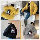 Couple Matching Cat Print Zip Hooded Padded Jacket