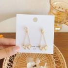 925 Sterling Silver Flower Dangle Earring 1 Pair - 925 Silver Needle Earring - White Flower - Gold - One Size