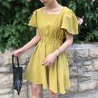 Short-sleeve Lace-up Back A-line Dress