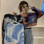 Long-sleeve Tie-dyed Crop T-shirt