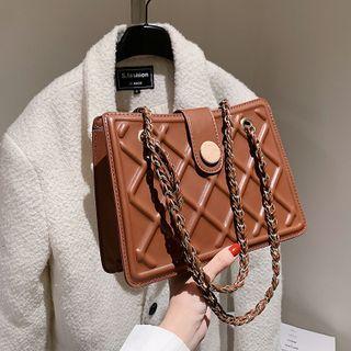 Argyle Faux Leather Shoulder Bag