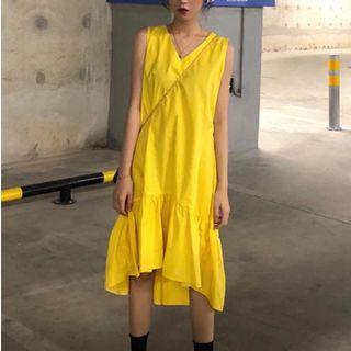 V-neck High-low Sleeveless Dress