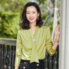 3/4-sleeve Mock-tie Blouse
