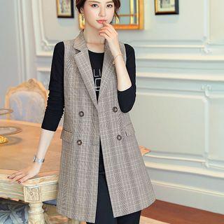 Plaid Double Breasted Vest / Dress Pants / Set