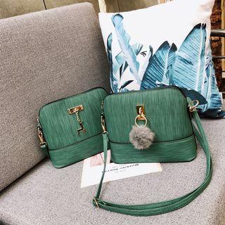 Faux-leather Deer Charm / Pom Pom Cross Bag