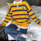 Striped Polo Sweater Yellow - One Size