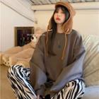 Chinese Character Embroidered Sweatshirt / Zebra Print Sweatpants