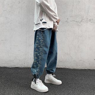 Paisley Print Cropped Harem Jeans