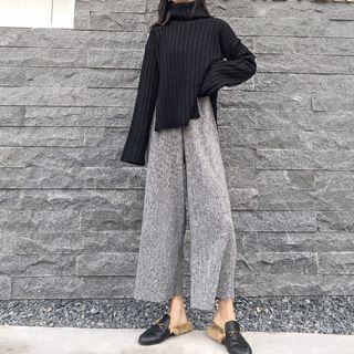 Colorblock Wide-leg Knit Crop Pants