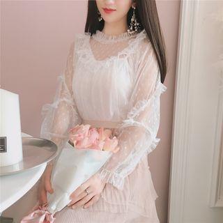 Long-sleeve Dotted Lace Top