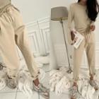 Drawcord Tapered Pants Light Beige - One Size