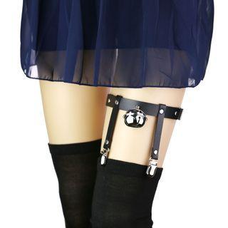 Bell Pendant Faux Leather Garter