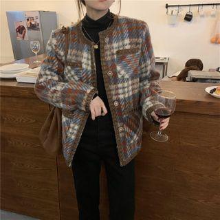 Plaid Jacket Plaid - Coffee & Blue & White - One Size