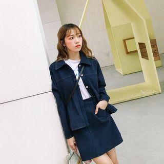 Set: Denim Jacket + A-line Denim Skirt