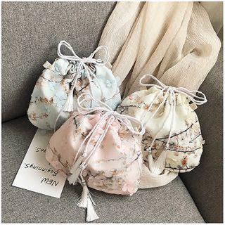 Floral Tassel Drawstring Crossbody Bag