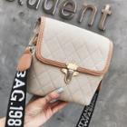 Piped Quilted Faux Leather Shoulder Bag With Lettering Strap
