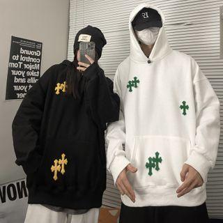 Couple Matching Embroidered Front Pocket Hoodie
