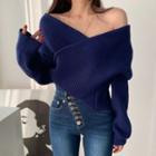 Off-shoulder Wrapped Sweater