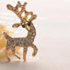 Diamond Deer Brooch  Gold - One Size