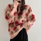 Round-neck Knit Sweater / Velvet Dress