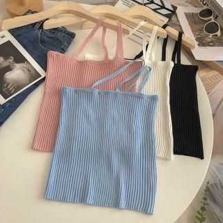 Asymmetrical Strap Knit Camisole Top