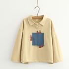 Frog-button Printed Long-sleeve Polo Shirt