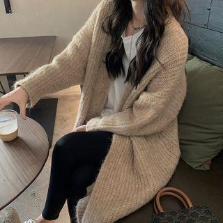 Long Open-front Cardigan Khaki - One Size