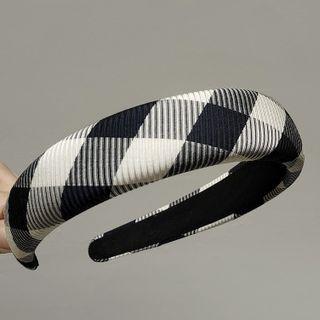 Plaid Headband 1pc - Black & White - One Size