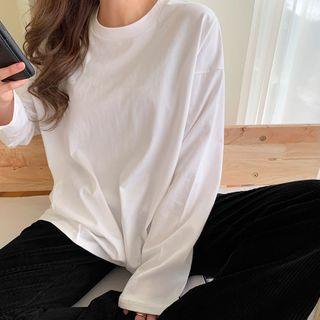 Round-neck Loose-fit T-shirt White - One Size