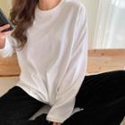 Round-neck Loose-fit T-shirt White - One Size