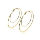Fashion Simple Plated Gold Geometric Double Round Small Earrings Golden - One Size