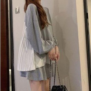 Set: Mock Two-piece Sweatshirt + A-line Skirt