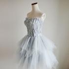Strapless Feather Panel Mini Prom Dress