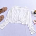 Cutout Back Long-sleeve T-shirt White - One Size