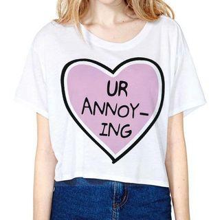 Short-sleeve Printed Cropped T-shirt White - One Size