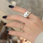 Matte Droplet Sterling Silver Open Ring Silver - Size 13