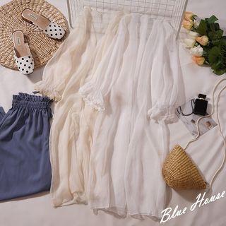 Lace Trim Open Front Long Jacket