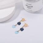 Sterling Silver Heart Drop Ear Stud Era066-07 - 1 Pair - Light Blue & Dark Blue & Gold - One Size