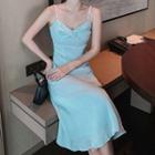 Spaghetti Strap Twist Midi A-line Dress