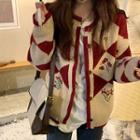 Floral Embroidered Argyle Cardigan