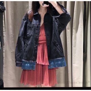 Contrast Trim Loose-fit Denim Jacket