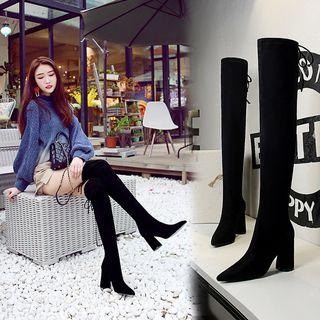 Pointed Toe Over-the-knee Chunky Heel Boots