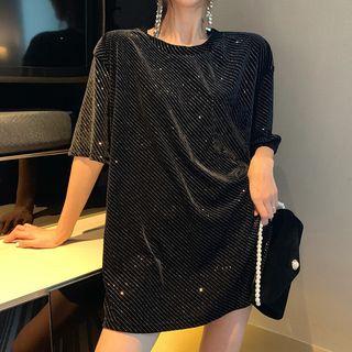 Crew-neck Short-sleeve T-shirt Black - One Size