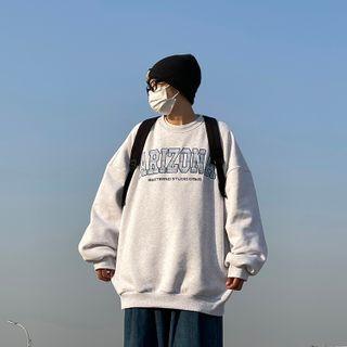 Plaid Lettering Embroidered Sweatshirt