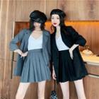 3/4-sleeve Loose-fit Blazer / Pleated Skirt